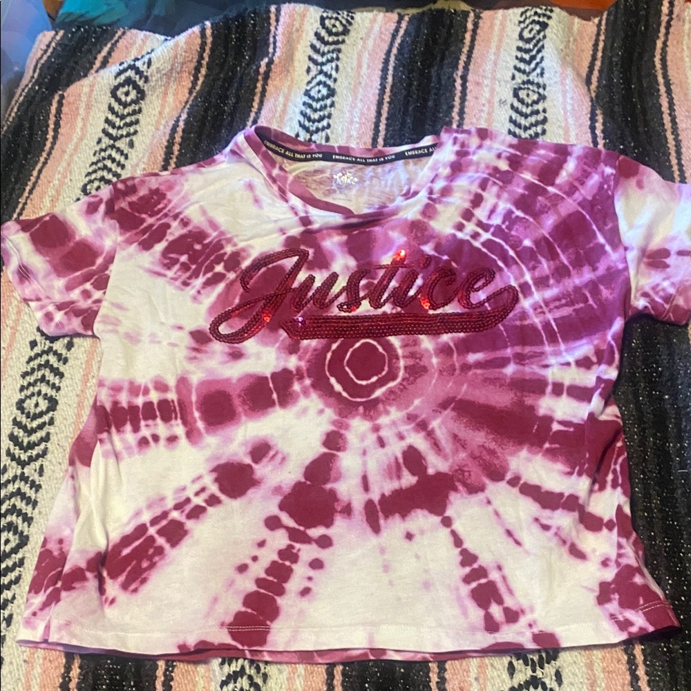 Justice Magenta Tie-Dye teen  Tee